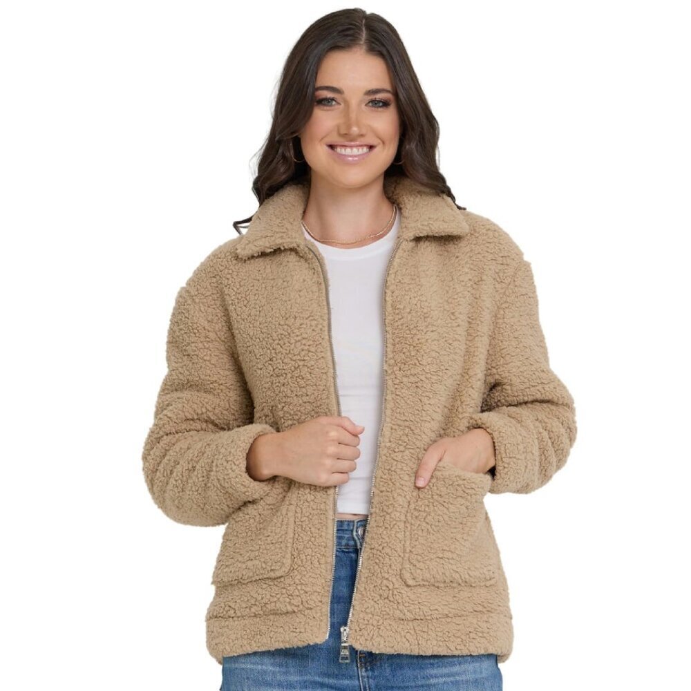 Oversized Sherpa Jacket Winter Coat Faux Fur Fleece Plus Size XS-3X
